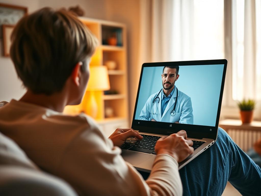Paciente em teleconsulta cardiológica por videochamada